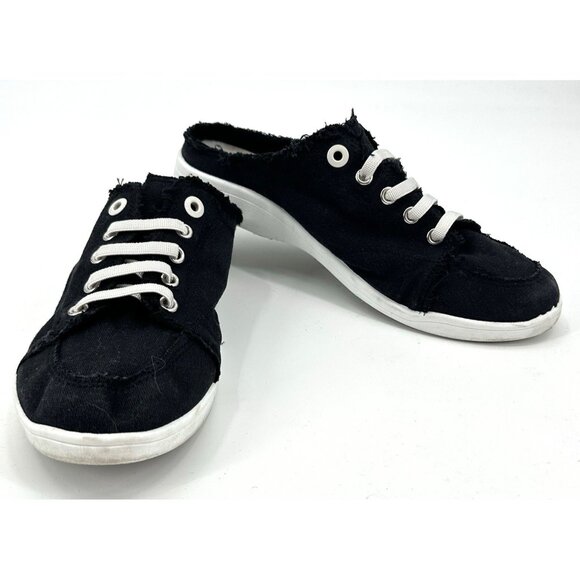 VIONIC shoes beach breeze sneakers mules frayed hem slip ons black athletic 8 - Picture 1 of 8